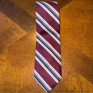 Christian Dior Cravates Vintage Tie Diagonal Stripe Wine Red Burgundy Gray Italy